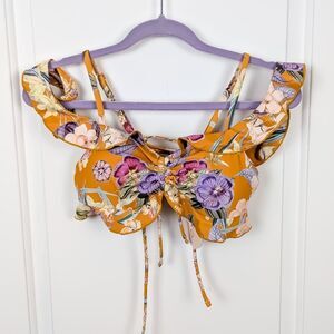 Altar'd State | Orange Floral Bikini Top Size Small